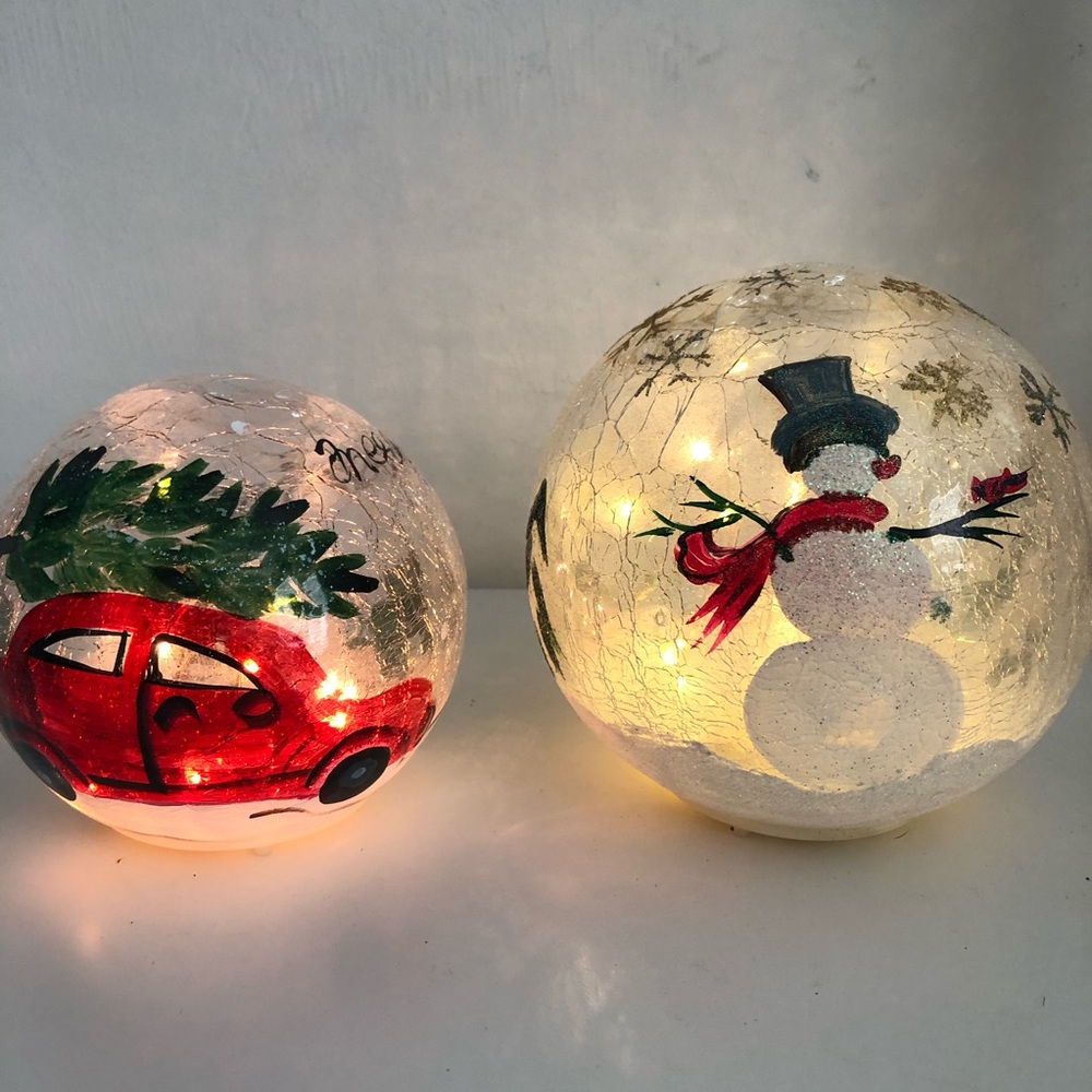 Lighted Hand Painted Festive Christmas Globes
